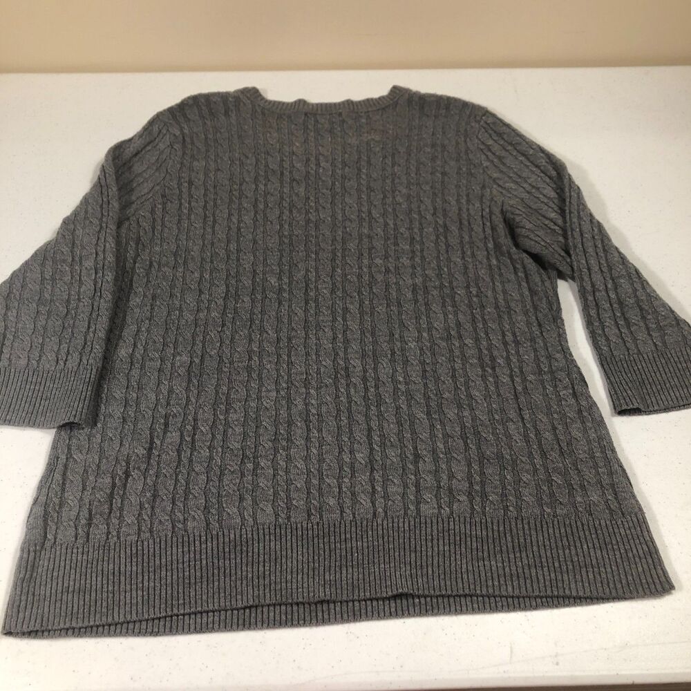 NYC Cable Knit Sweater Womens Size XL Gray Old Money Quiet Luxury Cottagecore‎ - Picture 2 of 8